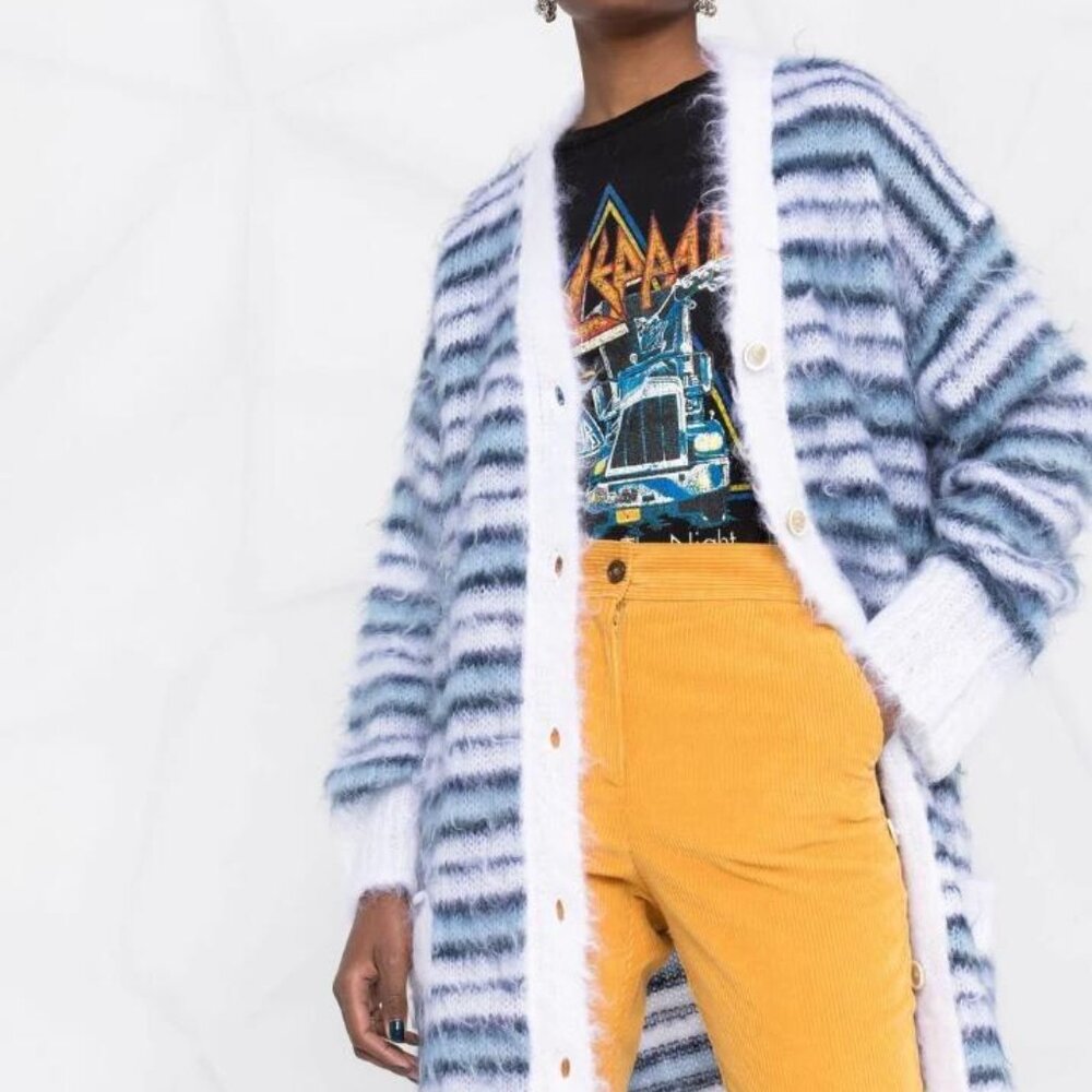 BNWT SS22 MARNI GROOVY STRIPED MOHAIR CARDIGAN 42